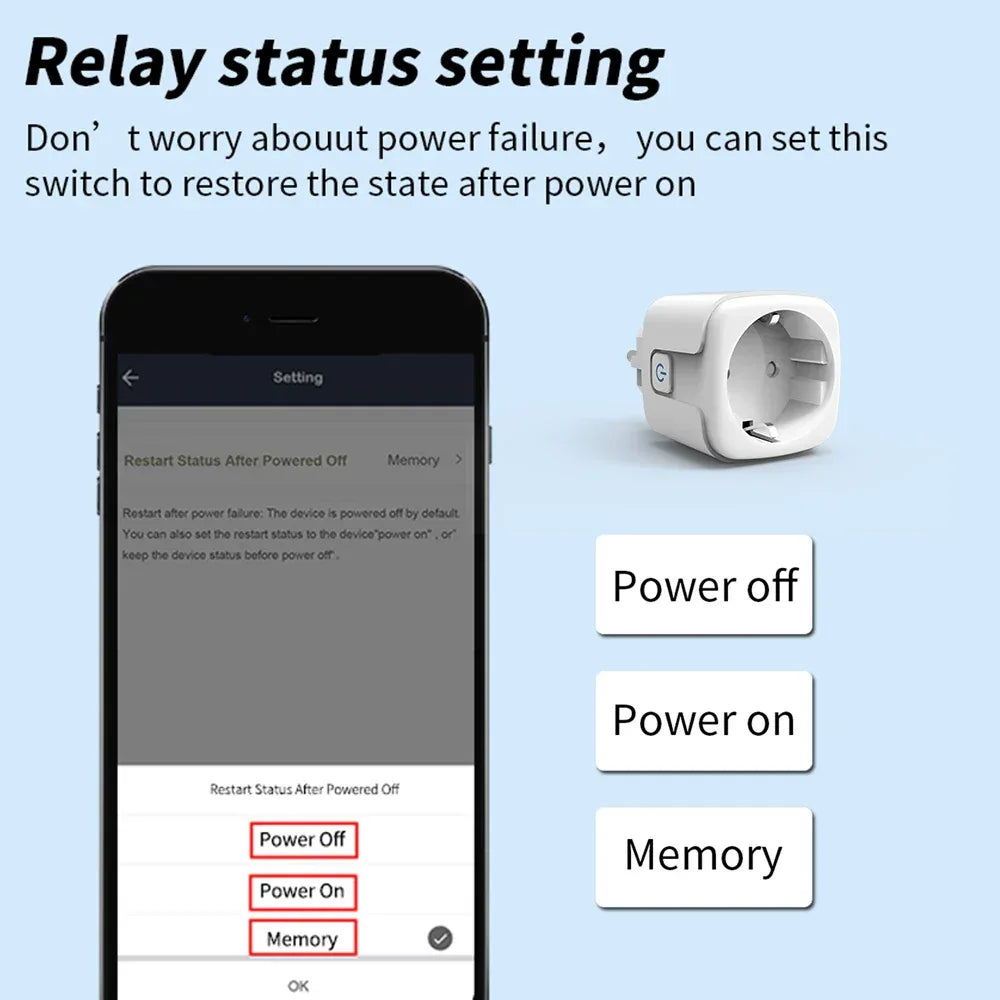 20A Tuya WiFi Smart Socket with Energy Monitor EU Plug Timer Schedule Works with Smart Life App Alexa Google voice control