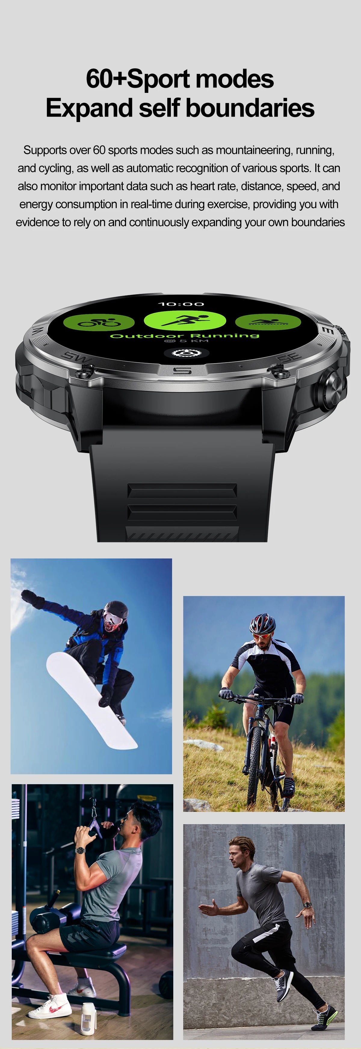 NORTH EDGE NEW GPS Smart Watch 1.43'' HD AMOLED Display Built-in GPS Altitude Barometer Compass Bluetooth Phone Call Smartwatch