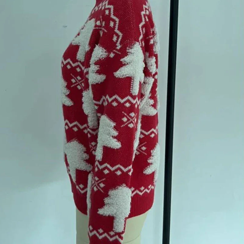 Winter 2025 Women Knitted Sweater 3D Santa Tree Print Warm Thick Jumpers Christmas Sweaters Long Sleeve Pullover Tops Xmas Look