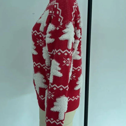 Winter 2025 Women Knitted Sweater 3D Santa Tree Print Warm Thick Jumpers Christmas Sweaters Long Sleeve Pullover Tops Xmas Look