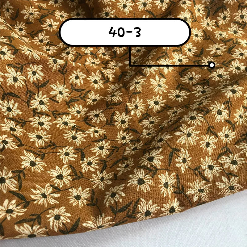 145cm Wide Printed Cotton and Linen Fabric Small Floral Patterns Retro Shirt Dress DIY Clothing Sewing Fabric 90% Cotton Content