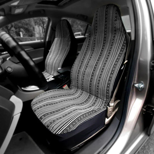 AUTO PLUS Striped Car Seat Covers Full Set with Seat Belt Pads Steering Wheel Cover Universal Washable Seat Covers for Cars by PDG ibma