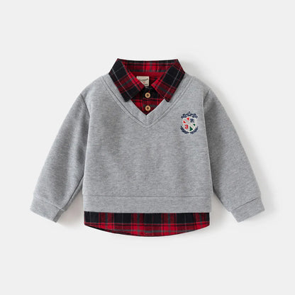 Fashion Boys Shirts Sweatshirts Turndown Collar Kids Tops Outfits Long Sleeve Children's Clothes
