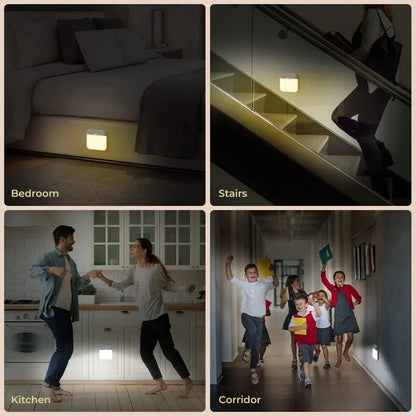 PIR Motion Sensor LED Night Light USB Rechargeable Withswitch Night Lamp for Bedroom Kitchen Cabinet Light Wireless Closet Light