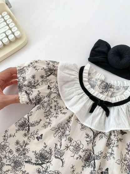 2026 New Summer Baby Clothing Set Infant Girls Floral Lace Collar Tops And Bloomer 2 PCS Suit Toddler Outfit