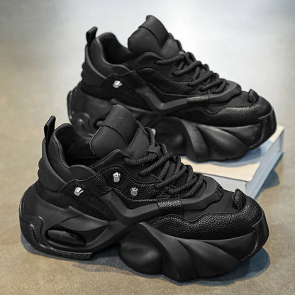 Spring Retro Brown Sneakers Men's Shoes 2025 Chunky Casual Sneakers for Men Comfortable Leather Mens Shoes Trainers basket homme