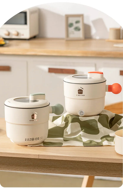 220V 1.8L Ball Handle Electric Heating Pot Multi-functional Household Rice Cooker Easy To Clean 4-in-1 Steaming Frying Rinsing