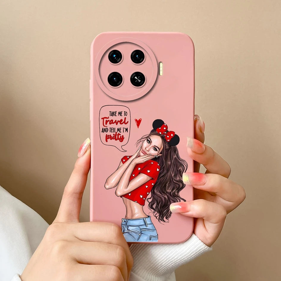 Cover For Tecno Spark 20 Pro+ 4G Case Phone Bags Pretty Flower Liquid Soft Silicone Shell For Tecno Spark20 Pro Plus Funda Coque