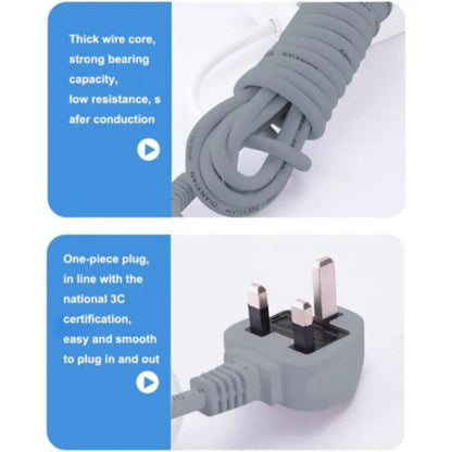 2M Extension Cable Electric Mains Power 4 Gang Way Plug Socket With Switch Tools