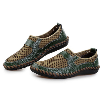 2025 Summer Shoes Men Loafers Mesh Breathable Flat Non-slip Mens Casual Shoes Brand Footwear Plus Size 45 Black Green Blue D328