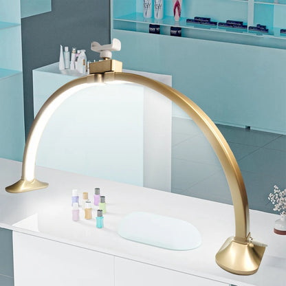 32inch Half Moon Light Gold for Nail Desk  Fill Light Folded Arch Light for Nail Lamp with Phone Stand Manicure Handicraft Light