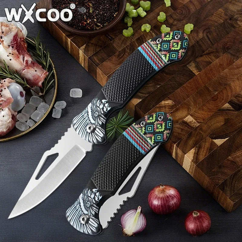 WXCOO Folding Knife Stainless Steel Cooking Kitchen Vegetable Knife Accessories Fruit Peeler Meat Cleaver Pocket Knife Kitchen