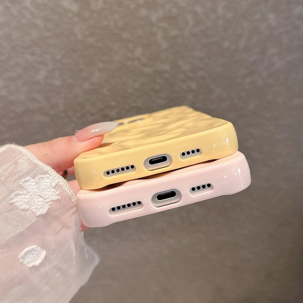 Luxury Soft Silicone For iPhone 11 12 13 14 15 16 17 Pro Max Plus Wave Fold Pattern Candy Bumper Back Cases Protective Cover