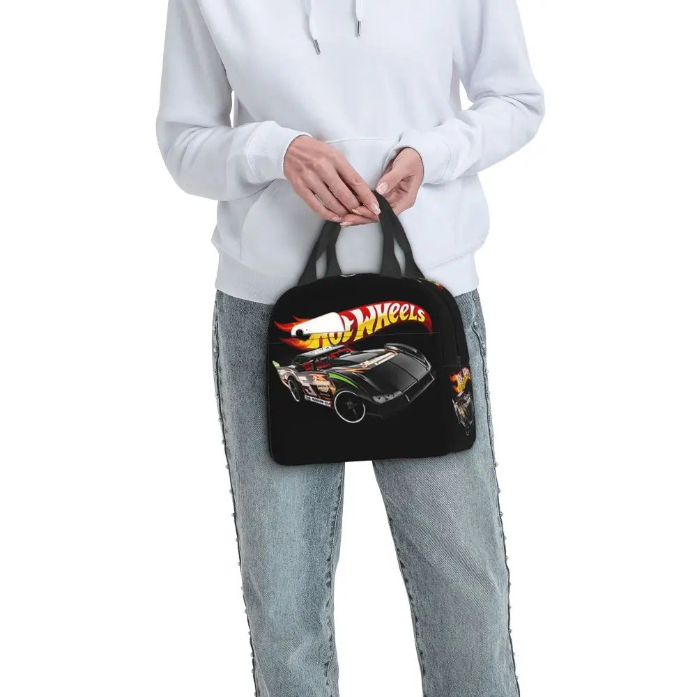 Custom Hot Wheels For Fans Thermal Insulated Lunch Bag Cartoon Sport Car Portable Lunch Container Travel Multifunction Food Box