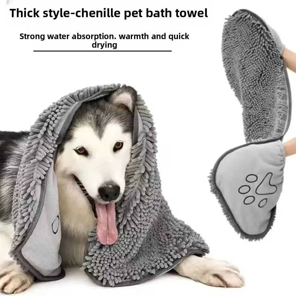 1Pcs Super Absorbent Pet Bath Towel Quick-drying Cat Towels Convenient Soft Bath Robe Dry Pet Cleaning Washcloth Dog Accessories