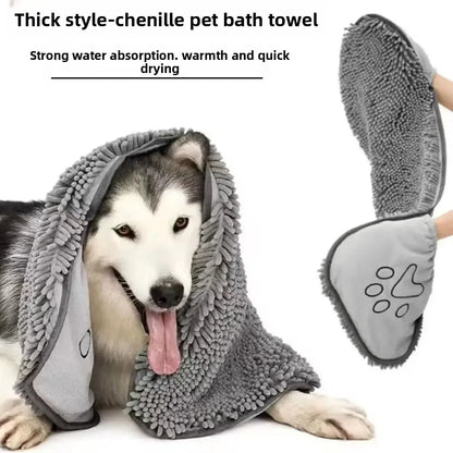1Pcs Super Absorbent Pet Bath Towel Quick-drying Cat Towels Convenient Soft Bath Robe Dry Pet Cleaning Washcloth Dog Accessories