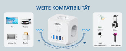 LENCENT USB Sockets dice Without Cable socket EU Socket Adapter Multiple socket EU Outlet Extender