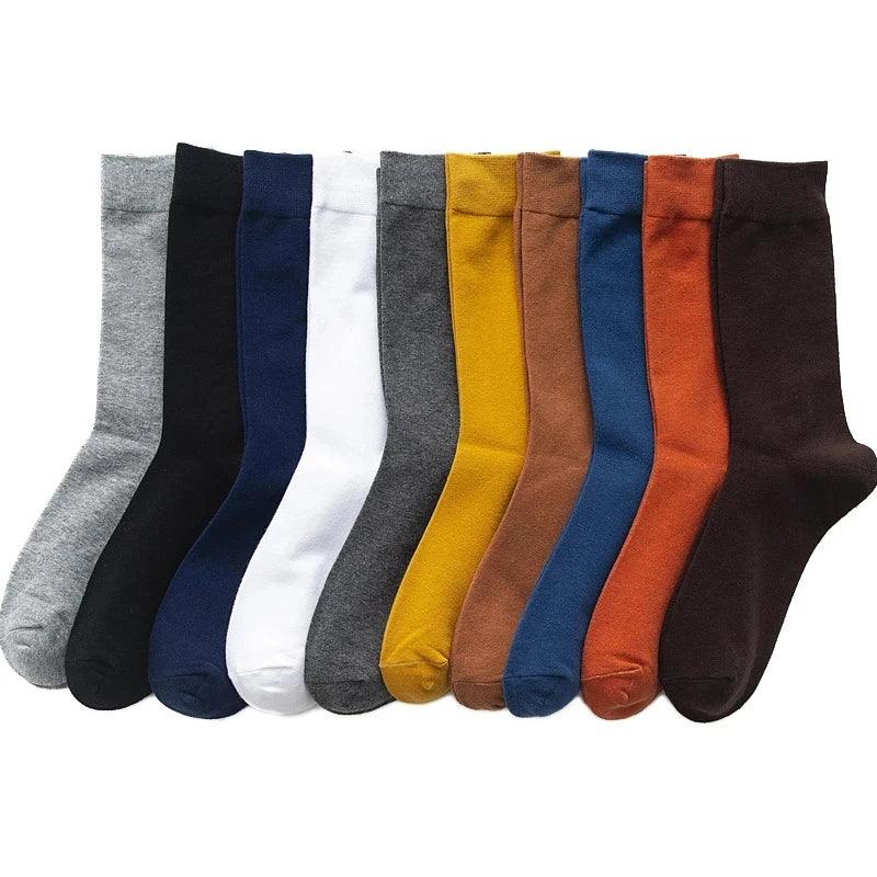 5/10 Pairs Black White Business Casual Sox Spring Autumn Warm Men's  Socks Size38-44 Long Socks Men Dress Socks Male Gifts