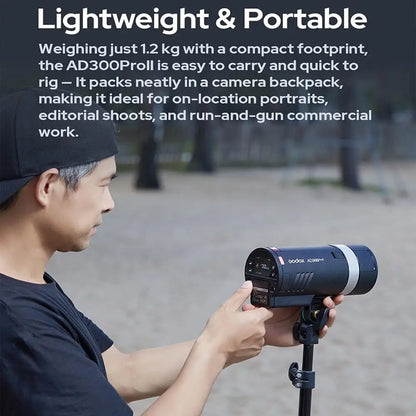 Godox AD300Pro II 300Ws Outdoor Flash TTL HSS 1/8000s 2.4G Wireless Strobe with Rechargeable Battery for Canon Sony Nikon Fuji