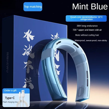 New hanging neck refrigeration mini air conditioner portable portable small electric fan lazy long battery life wearable