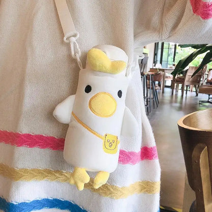 1Pcs Cartoon Plush Cup Holder With Crossbody Strap Portable Water Bottle Cover Cute Plush Insulated Bag Cup Pouch