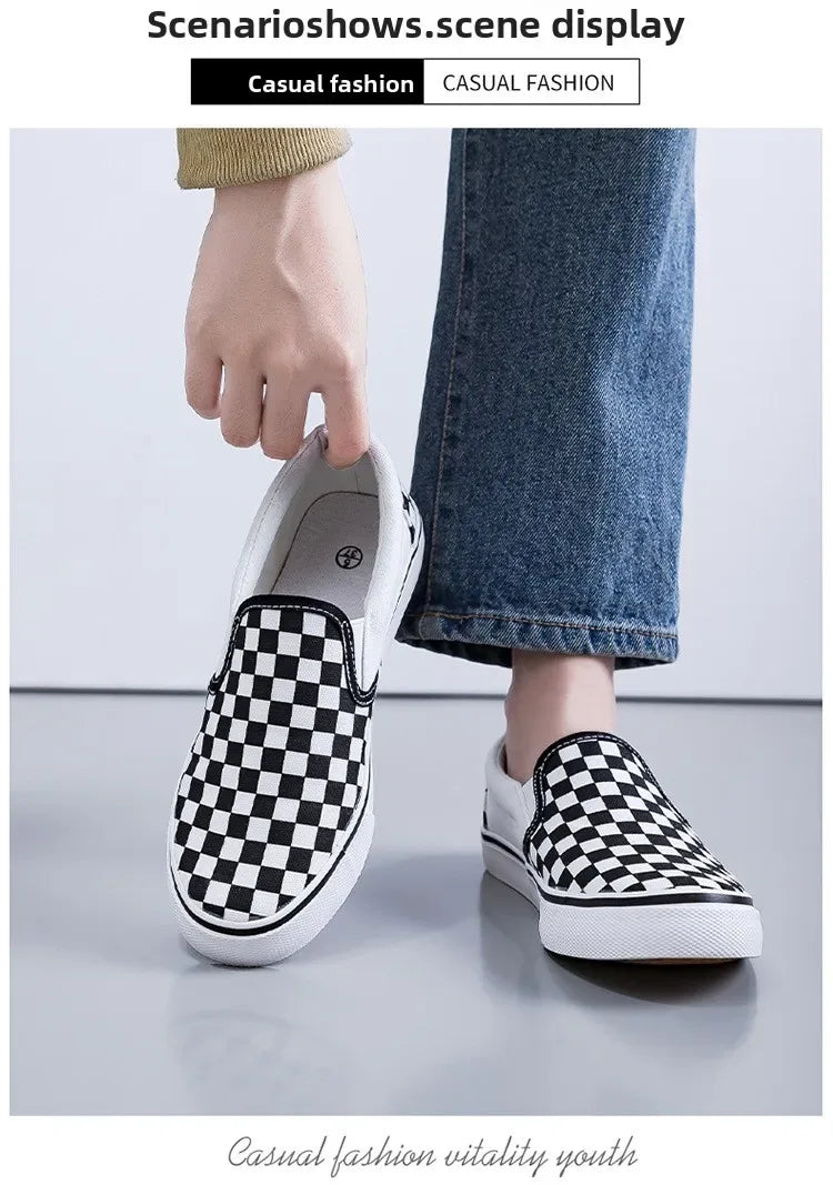 Hand-Painted Canvas Shoes Elastic Unisex Spring 2025 Style Korean Version Flat Heel Breathable Cotton Lined All-Season Footwear