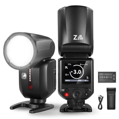 NEEWER Z2 PRO 2.4G TTL Round Head Flash Speedlite with 600 Full Power Flash For Nikon/Sony/Canon Wireless Compatible with Godox