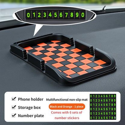 Car Phone Holder, Multifunctional, Dashboard Anti-Slip Mat, Navigation Stand, Parking Number Plate
