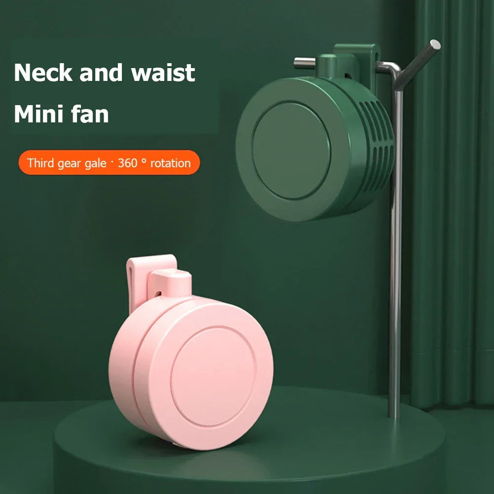 Electric Air Cooling Fan 3 Speeds Bladeless Hanging Fan USB Charging Mini Air Conditioning Fan 900mAh for Outdoor Home Working