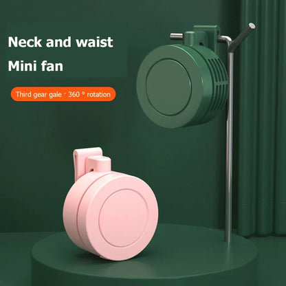 Electric Air Cooling Fan 3 Speeds Bladeless Hanging Fan USB Charging Mini Air Conditioning Fan 900mAh for Outdoor Home Working