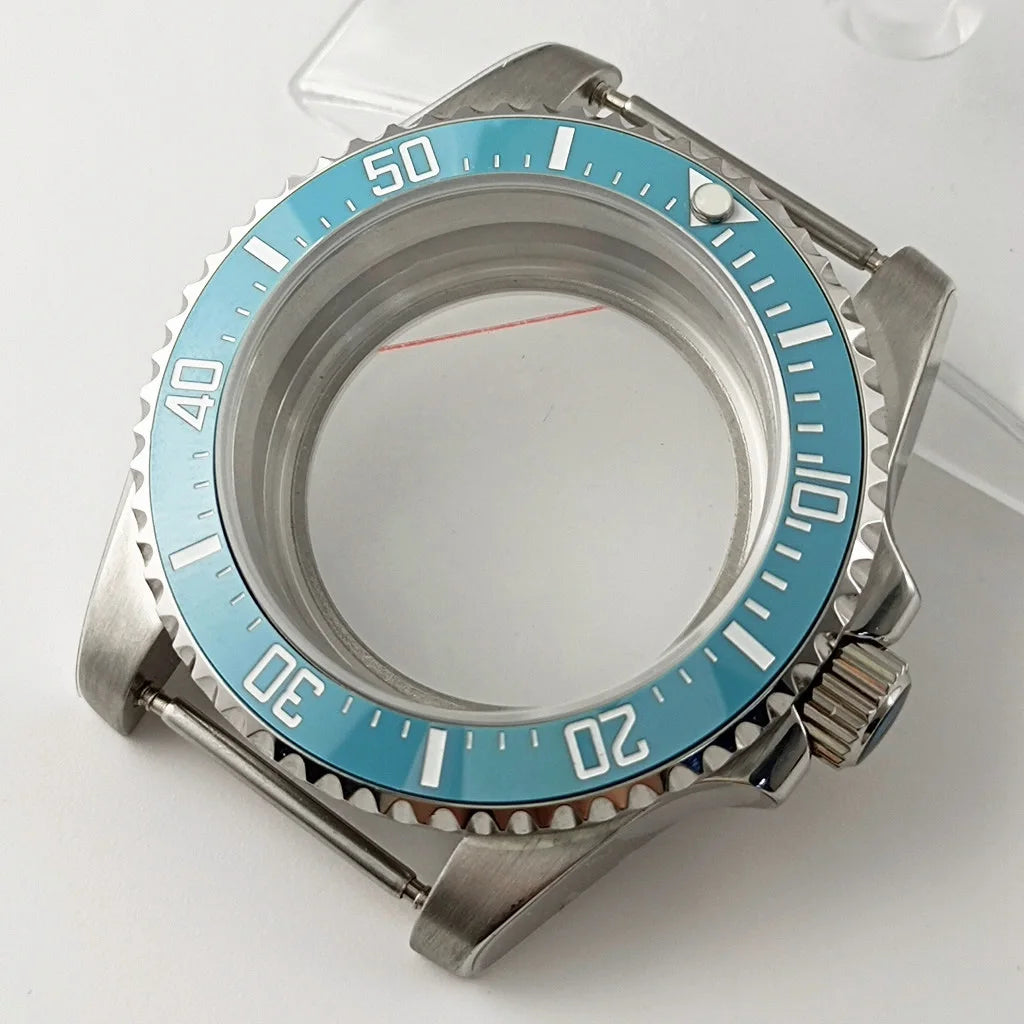 Goutent 40mm Sapphire Crystal Watch Case Blue Ceramic Bezel Fit NH34 NH35 NH36 ETA 2824 PT5000 ST2130 Movement