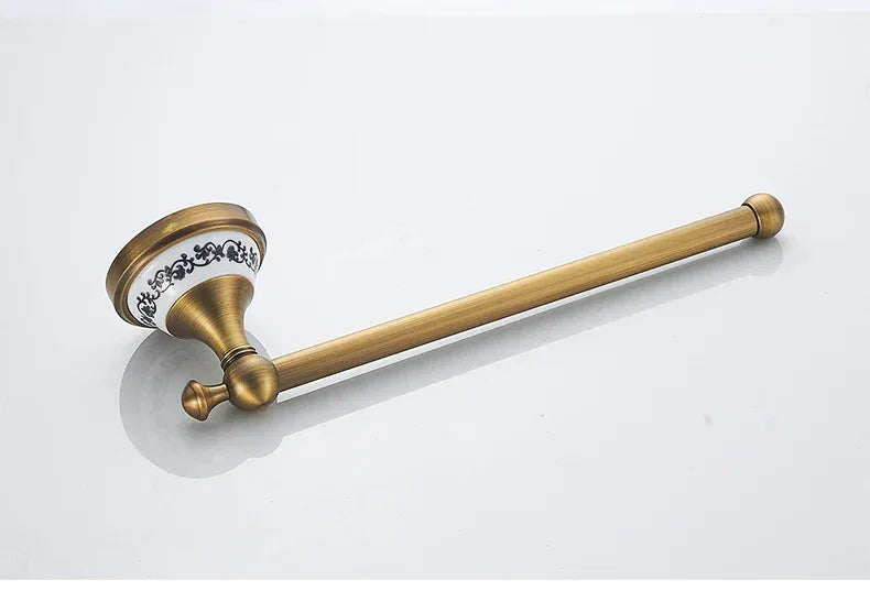 Antique Brass 2pc Bathroom Accessories Set, Bronze Dispenser Towel Rod and Toilet Paper Holder for Bathroom Wall Mounted