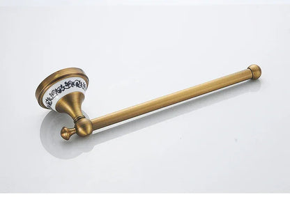 Antique Brass 2pc Bathroom Accessories Set, Bronze Dispenser Towel Rod and Toilet Paper Holder for Bathroom Wall Mounted