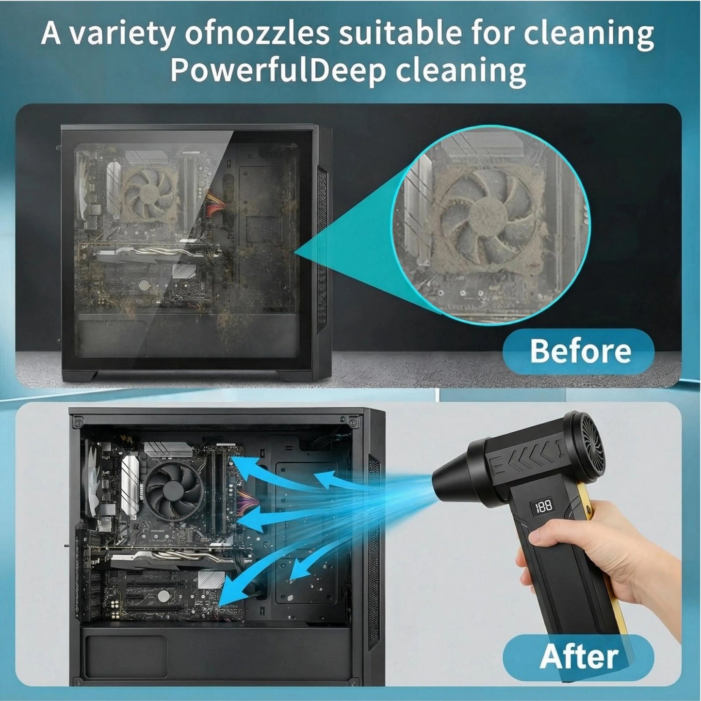 High-Speed Turbo Electric Portable Cooler Air  160000 RPM Rechargeable Powerful Violent Dust Blower Brushless Motor