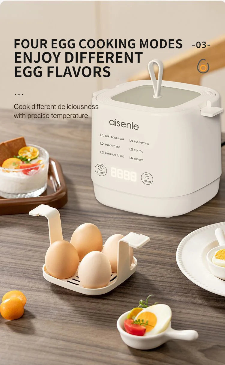 Electric Egg Cooker Multi-Functional Household Egg Cooker High Capacity Soft Medium Hard-Boiled Egg Cooker Egg Custard Steamer
