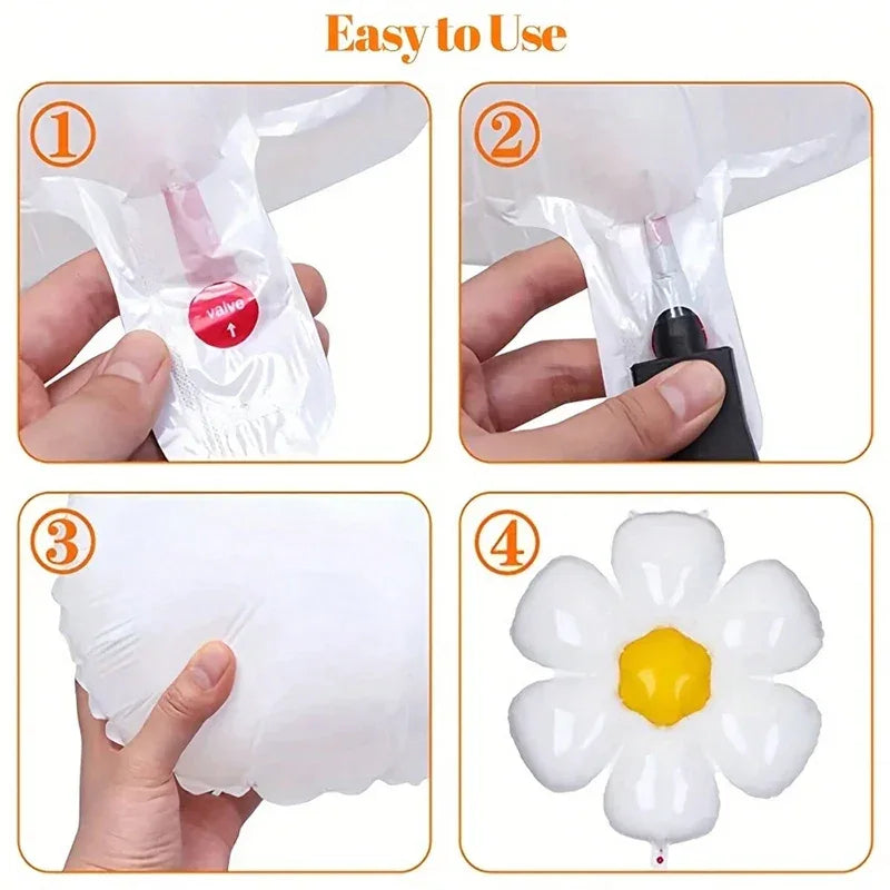 114pcs Daisy Balloon Wreath Arch Kit -Valentine's Day , Wedding , Birthday , Anniversary , Party Decoration Supplies