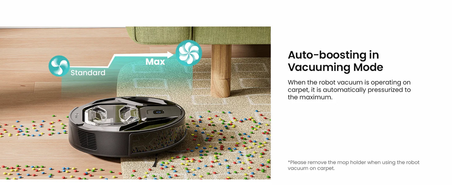 Lefant M320 cordless Robot Vacuum Cleaner and mop, 6000Pa ,210 Mins Runtime,Self-Charging,Ideal for Hard Floor, Pet Hair,Carpet