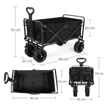 Heavy Duty Outdoor Folding Wagon Cart Large Capacity Collapsible Utility Wagon Trolley Portable Garden Beach Camping Equipment