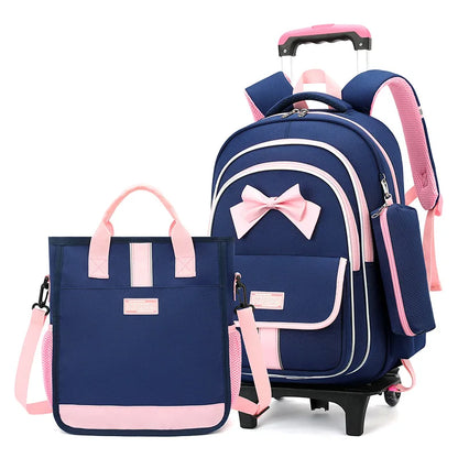 School Bag Kids Rolling Backpack for Boy Girls Wheeled Backpacks With Wheels Trolley Bookbag Carry on Luggage with Shoulder Bags