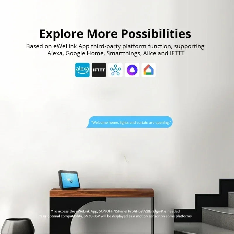 SONOFF SNZB 06P Zigbee Human Presence Sensor SNZB-06P Detector Motion Light Sensing Smart Home Automation Work with Alexa Google