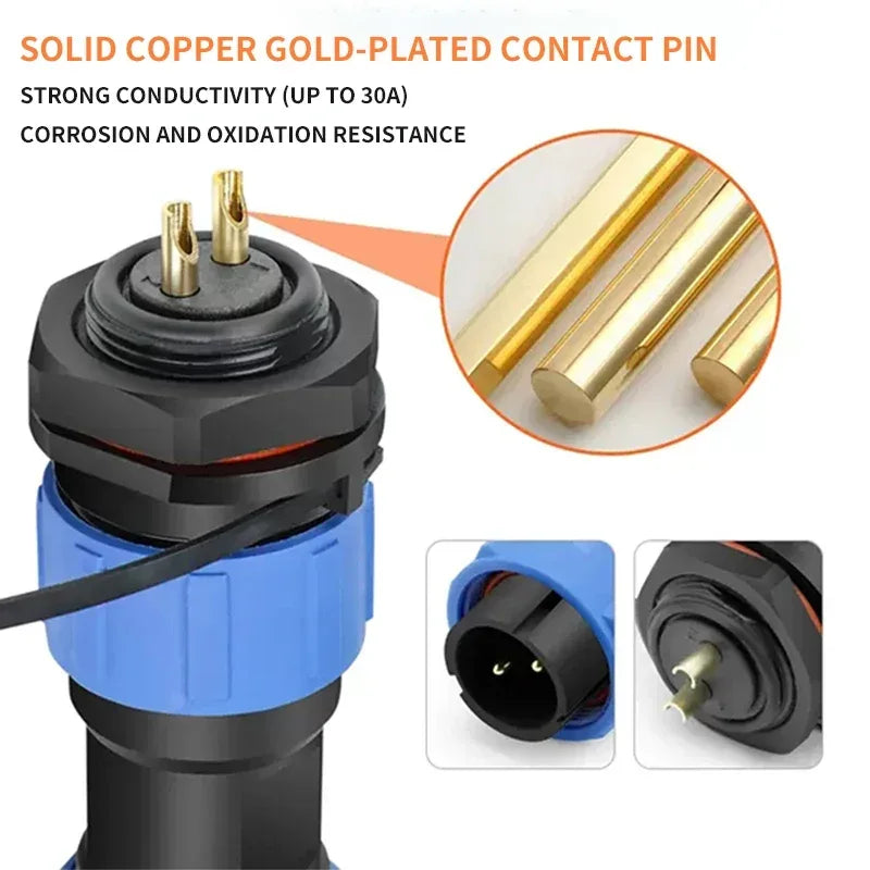 SP17 IP68 2 3 4 5 7 9 Pin Waterproof Connector Cable Adapter  Industrial Panel Mount Wire Connector Plug