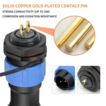 SP17 IP68 2 3 4 5 7 9 Pin Waterproof Connector Cable Adapter  Industrial Panel Mount Wire Connector Plug
