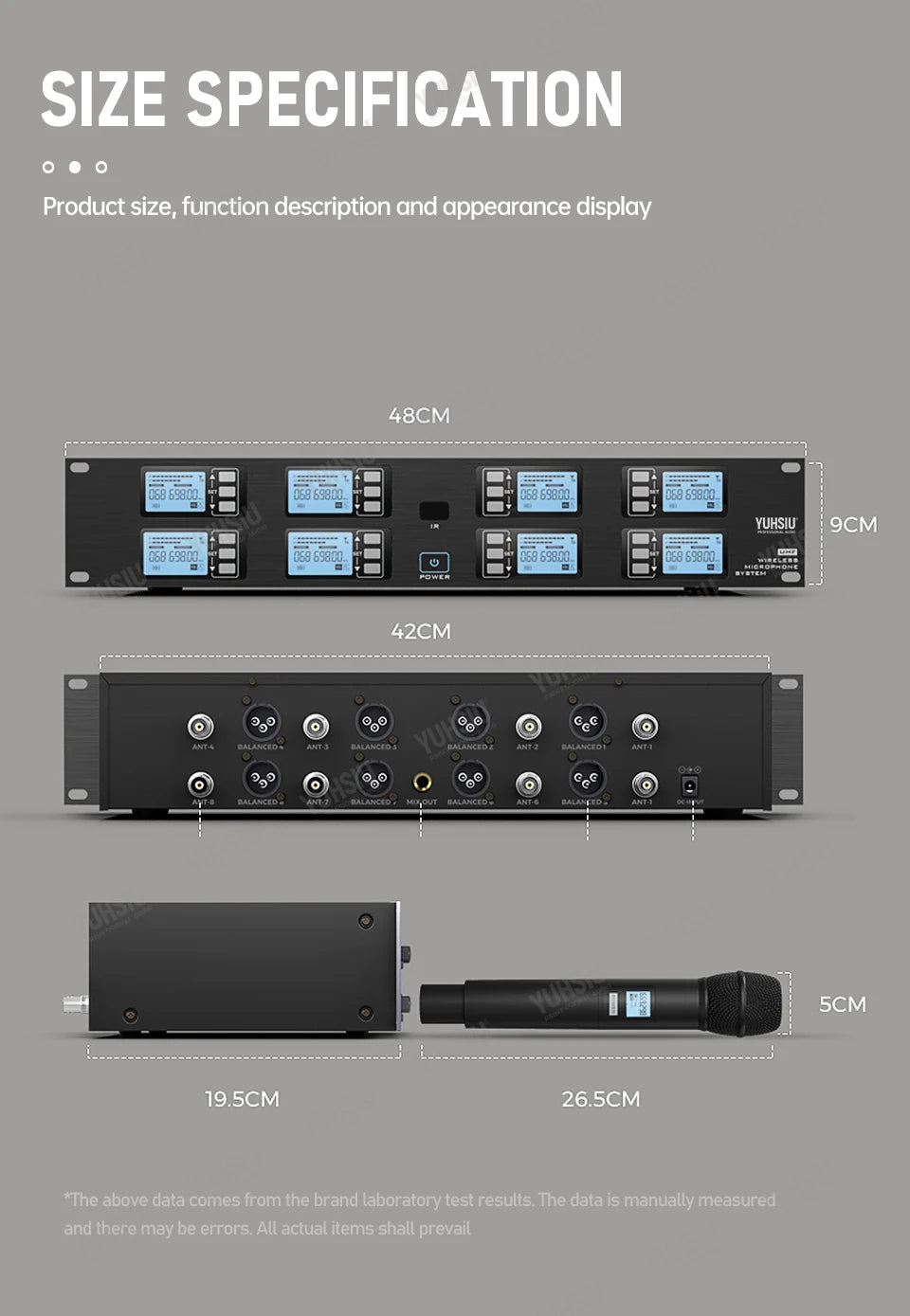 YUHSIU Professional UHF Wireless Microphone 8 channels Handheld lavalier Headset FM Mic For stage performance Band conference