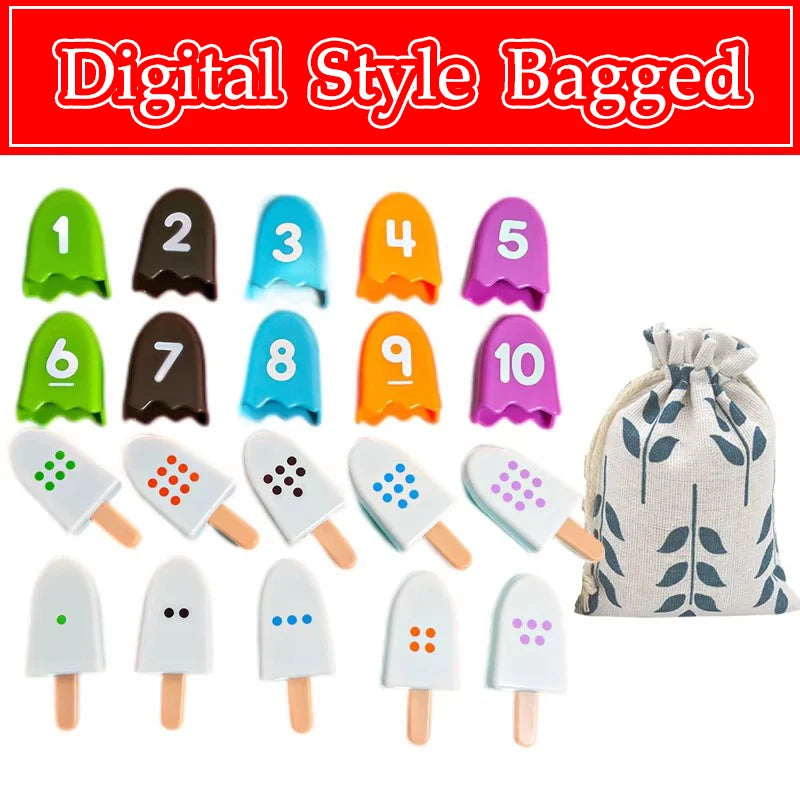 Kid Ice Cream Number Matching Game Montessori Parish Toy Digit Counting Color Cognitive Letter Learn Sensory Educatioal Toy Gift