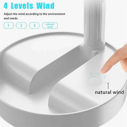 Foldable Telescopic Wireless Portable Desk Fan Usb Rechargeable Built-In Battery Oscillating Standing Air Cooling Fan