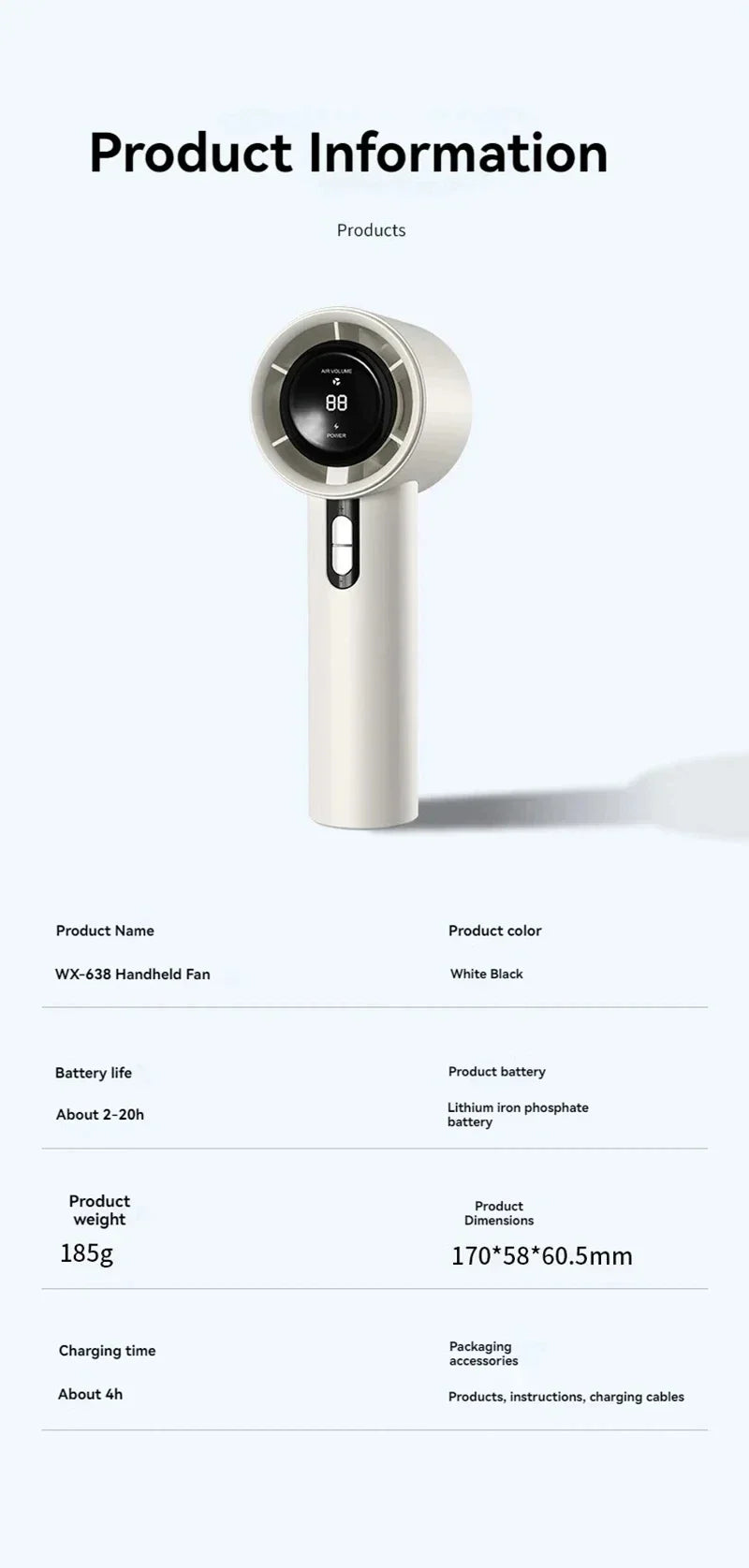 Lenovo Ultra Quiet 100 Speed Handheld Fan USB Rechargeable Portable Mini Turbo Fan for Office Outdoor Travel with LEDIndicator