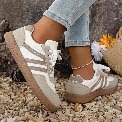 White Platform German Training Shoes Women 2026 Spring Non Slip Thick Sole Casual Sneakers Woman Lace Up Sport Shoes Flats Mujer