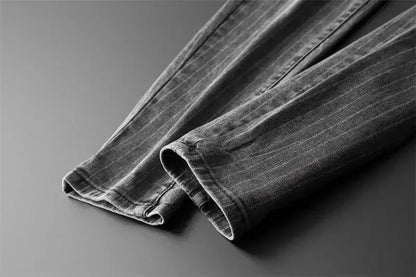 Trousers Skinny Luxury Men's Jeans Stripe Slim Fit Man Cowboy Pants with Pockets Tight Pipe Soft New in Plus Size Trend 2024 Xs
