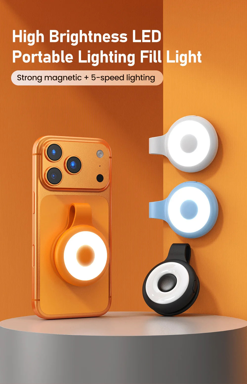 Portable Magnetic Phone Video Light 3 Color Temperature LED Fill Light with Clip for Vlog Live Stream Photography