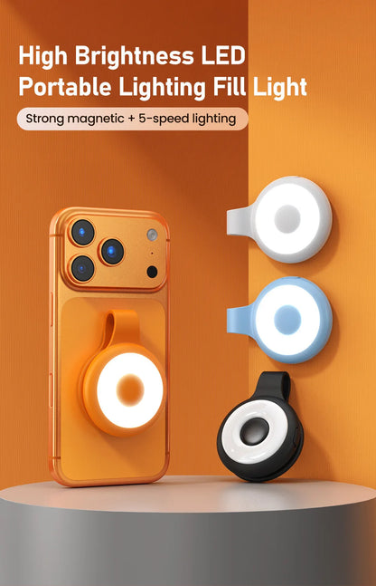 Portable Magnetic Phone Video Light 3 Color Temperature LED Fill Light with Clip for Vlog Live Stream Photography